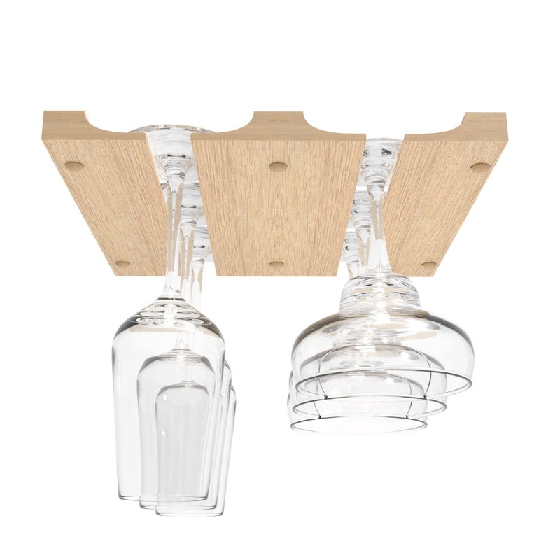 Smitco Wooden Wine Glass Holder for | Under Shelf Kitchen Stemware Rack | Wood Holding Rack for Wine Glasses and Stemware | Glassware Hanger and Organizer - Stores Up to 6 Glasses - Image 1